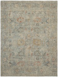 Traditional Blue/Navy Wool Area Rug: Regal Lake Roosevelt 1812608: Sea Mist/Blush (Hand-Knotted Area Rug)
