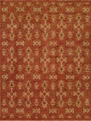 Transitional Orange/Rust Wool Area Rug: Regal Lovely Xenology 1812378: Brick/Gold (Hand-Knotted Area Rug)