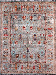 Traditional Grey/Silver Wool Area Rug: Karachi Lahore 20210: Slate (Hand-Knotted Area Rug)