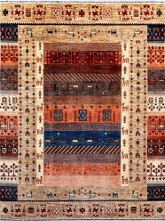 Bohemian/Traditional Grey/Silver Wool Area Rug: Karachi Lahore 21292: Silver/Ivory (Hand-Knotted Area Rug)