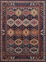 Traditional Blue/Navy Wool Area Rug: Mafi Signature Mashad MASHAD-37 (Hand-Knotted Area Rug)