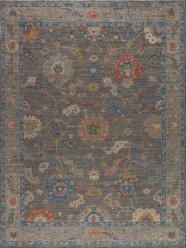 Traditional Grey Wool Area Rug: Silk Road Majoca 1913601 (Handmade Area Rug)