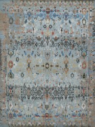 Traditional/Transitional Grey/Silver Wool Area Rug: Mafi Signature Gelato NM-6724 (Hand-Knotted Area Rug)