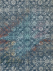 Transitional/Traditional Blue/Navy Wool Area Rug: Mafi Signature New Modern NM-7260 (Hand-Knotted Area Rug)