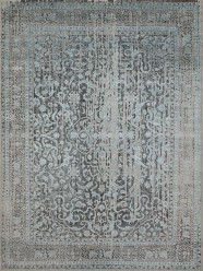 Traditional/Transitional Grey/Silver Wool Area Rug: Mafi Signature Gelato NM-7440 (Hand-Knotted Area Rug)