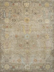 Traditional Beige/Tan Wool Area Rug: Antiquity Renaissance Charm 1130804: Taupe/Teal (Hand-Knotted Area Rug)