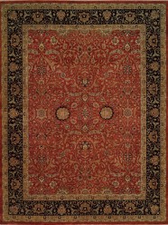 Traditional Orange/Rust Wool Area Rug: Regal San Juan 1819174: Rust/Black (Hand-Knotted Area Rug)