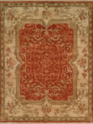 Traditional Orange/Rust Wool Area Rug: Regal Tuscan Cruise 1820306: Rust/Ivory (Hand-Knotted Area Rug)