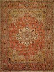 Traditional Orange/Rust Wool Area Rug: Regal Theology 1820283: Rust/Rust (Hand-Knotted Area Rug)