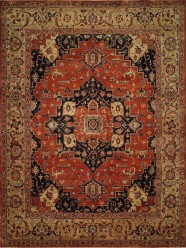 Traditional Orange/Rust Wool Area Rug: Regal Theology 1820383: Rust/Tan (Hand-Knotted Area Rug)