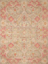 Traditional Green Wool Area Rug: Antiquity Willow Crest 1230001: Sage/Brick (Hand-Knotted Area Rug)