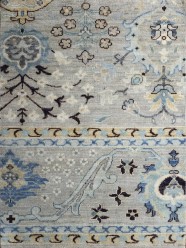 Traditional Grey/Silver Wool Area Rug: Antiquity Willow Crest 1231001: Silver/Denim (Hand-Knotted Area Rug)