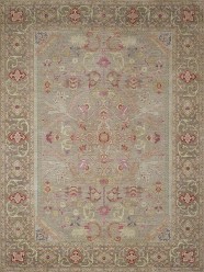 Traditional Beige/Tan Wool Area Rug: Antiquity Willow Crest 1232001: Taupe/Pink (Hand-Knotted Area Rug)
