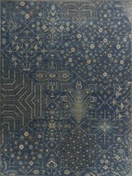 Traditional Blue/Navy Wool Area Rug: Antiquity Willow Crest 1230201: Navy/Cream (Hand-Knotted Area Rug)