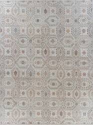 Traditional White/Ivory Wool Area Rug: Antiquity Willow Crest 1233201: Ivory/Rust (Hand-Knotted Area Rug)
