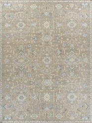 Traditional Beige/Tan Wool Area Rug: Antiquity Willow Crest 1234201: Beige/Denim (Hand-Knotted Area Rug)