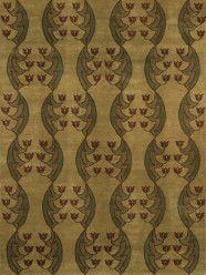 Transitional Yellow/Gold Wool Area Rug: Stickley Light Tulip Fest RU-1030 (Hand-Knotted Area Rug)
