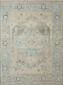 Traditional Grey/Silver Wool Area Rug: Regal Aficionado 181082: Warm Greys/Spa Blue (Hand-Knotted Area Rug)