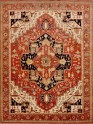 Traditional Orange/Rust Wool Area Rug: Mafi Signature Khanna KH-1080 (Hand-Knotted Area Rug)