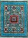 Traditional Blue/Navy Wool Area Rug: Karachi Lahore 21: Teal (Hand-Knotted Area Rug)