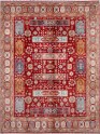 Bohemian/Traditional Red/Burgundy Wool Area Rug: Karachi Lahore 4534: Red (Hand-Knotted Area Rug)