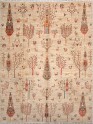Bohemian/Traditional Beige/Tan Wool Area Rug: Karachi Lahore 4606: Beige (Hand-Knotted Area Rug)