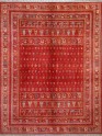Traditional Red/Burgundy Wool Area Rug: Karachi Lahore 5276: Red (Hand-Knotted Area Rug)