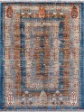 Bohemian Blue/Navy Wool Area Rug: Karachi Lahore 5639: Blue/Multi (Hand-Knotted Area Rug)