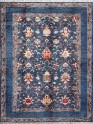 Bohemian/Traditional Blue/Navy Wool Area Rug: Karachi Lahore 6102: Navy (Hand-Knotted Area Rug)