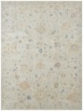 Traditional Ivory/White Wool Area Rug: Regal Mosaic Garden 1813881: Antique White/Soft Pastels (Hand-Knotted Area Rug)
