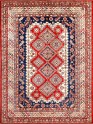 Traditional Red/Burgundy Wool Area Rug: Karachi Mughal 42: Red (Hand-Knotted Area Rug)