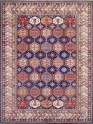 Bohemian/Traditional Blue/Navy Wool Area Rug: Karachi Mughal 5242: Blue/Multi (Hand-Knotted Area Rug)