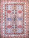 Bohemian/Traditional Grey/Silver Wool Area Rug: Karachi Mughal 5635: Grey/Multi (Hand-Knotted Area Rug)