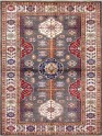 Bohemian/Traditional Grey/Silver Wool Area Rug: Karachi Mughal 7526: Grey/Ivory (Hand-Knotted Area Rug)