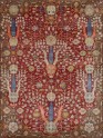 Traditional Red/Burgundy Wool Area Rug: Antiquity Renaissance Charm 1130804: Burgundy/Denim (Hand-Knotted Area Rug)