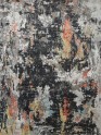 Transitional/Modern Charcoal/Black Wool Area Rug: Regal Zanza Flourish 1826025: Black/Multi (Hand-Knotted Area Rug)