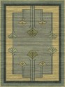 Bohemian Green Wool Area Rug: Stickley Art Ginkgo RU-1455 (Hand-Knotted Area Rug)