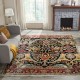 Traditional Charcoal/Black Wool Area Rug: Regal Amarillo 181110: Black/Reds (Hand-Knotted Area Rug)