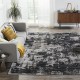 Transitional/Modern Charcoal/Black Wool Area Rug: Regal Erasure 185773: Charcoal (Hand-Knotted Area Rug)