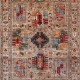 Bohemian/Traditional Yellow/Gold Wool Area Rug: Karachi Lahore 5928: Gold/Multi (Hand-Knotted Area Rug)