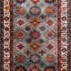 Bohemian/Traditional Blue/Navy Wool Area Rug: Karachi Mughal 10463: Light Blue/Ivory (Hand-Knotted Area Rug)