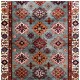 Bohemian/Traditional Blue/Navy Wool Area Rug: Karachi Mughal 10463: Light Blue/Ivory (Hand-Knotted Area Rug)