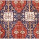 Bohemian/Traditional Red/Burgundy Wool Area Rug: Karachi Mughal 5235: Red/Navy (Hand-Knotted Area Rug)