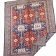 Bohemian/Traditional Red/Burgundy Wool Area Rug: Karachi Mughal 5647: Red/Navy (Hand-Knotted Area Rug)