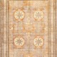 Bohemian/Traditional Beige/Tan Wool Area Rug: Karachi Mughal 58: Beige (Hand-Knotted Area Rug)