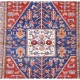 Bohemian/Traditional Blue/Navy Wool Area Rug: Karachi Mughal 7523: Navy/Red (Hand-Knotted Area Rug)