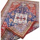 Bohemian/Traditional Blue/Navy Wool Area Rug: Karachi Mughal 7523: Navy/Red (Hand-Knotted Area Rug)