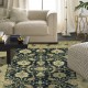 Traditional Charcoal/Black Wool Area Rug: Regal Old Urban 1815464: Vintage Indigo/Gold (Hand-Knotted Area Rug)