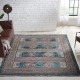 Bohemian Blue/Navy Wool Area Rug: Regal Skyward 1819781: Teal Tones (Handmade Area Rug)