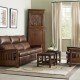 Bohemian Beige/Tan Wool Area Rug: Stickley Curling Vine RU-1450 (Hand-Knotted Area Rug)
